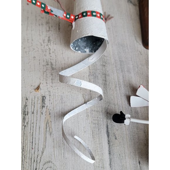 Vintage rustic Snowman Spiral heart ornament Xmas set - Picture 13 of 14